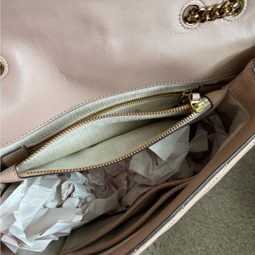 Tory Burch Beige Kira Chevron Shoulder Bag